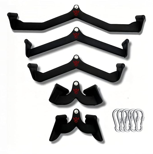 STRONGGEAR™ Premium LAT Pulldown Attachments, Cable Machine Attachment, Cable Attachments for Gym, Tricep Bar, Curl Bar, T Bar Row Attachment, LAT Pull Down Bar with Snaphooks