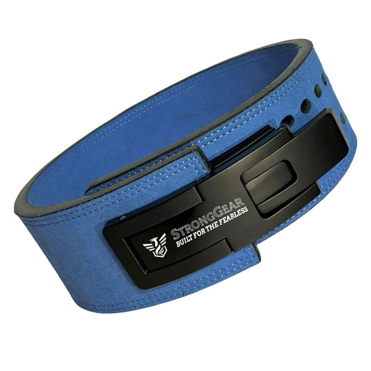 STRONGGEAR™ 13MM Weightlifting Lever Belt for Man and Women, Crafetd from Heavy Duty Genuine Leather with Heavy Duty Buckle, Professional Weight Lifting Belt (13MM BLUE EDITION)